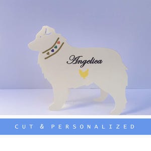 3-d Collie silhouette Dog Seating Cards | Special Event Table Name Cards | Dog Escort Cards | Fun, Beautiful & Unique Die Cut Place Cards