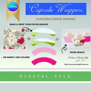Editable Cupcake Wrapper Template: Canva Frames, Printable (PDF Download)