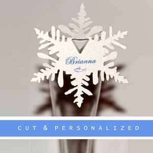 Snowflake Place Cards - Bookmark Favors - Holiday Table Decor - Scrap-booking - Special Event Place Cards - Modern Wine Glass Name Cards