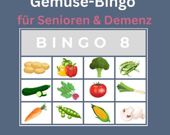 Vegetable Bingo for Seniors & Dementia | 10 Boards + Cards | Activity Game, Memory Training, Printable Activity