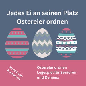 Easter egg sorting – a matching game for seniors and people with dementia – activation & memory training – printable PDF