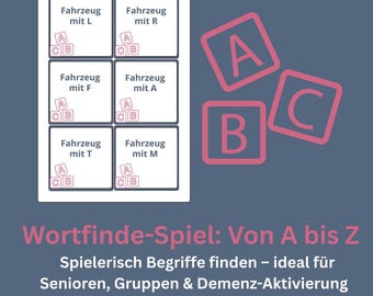 Word-finding game for seniors – 132 cards + instructions | Memory training, activity, dementia game | Instant PDF download