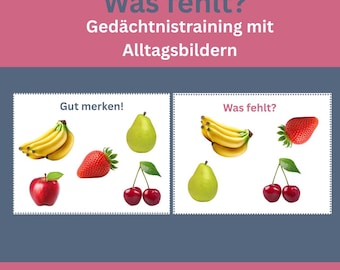 Was fehlt? Demenz Spiel zum Ausdrucken – Gedächtnistraining Senioren – Aktivierung bei Alzheimer – Beschäftigung zuhause – Pflege Spiel