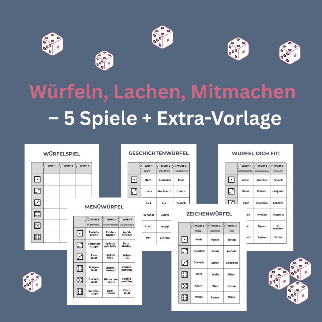 5 Würfelspiele zum Ausdrucken – Senioren, Demenz, Aktivierung