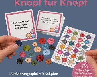 Knopf für Knopf PDF, Aktivierungsspiel für Senioren, Gedächtnisspiel Demenz, Beschäftigungsmaterial, zum Ausdrucken