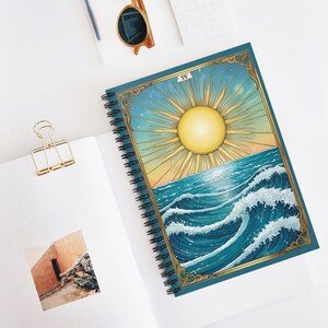 Ocean Vibes Spiral Notebook - Ruled Line, Ocean Journal, Sun Art Notebook, Gift for Writers, Beach Aesthetic Stationery