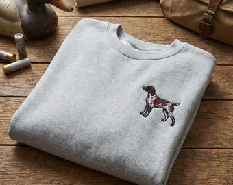 Embroidered GSP Sweatshirt, German Shorthaired Pointer Hoodie, Bird Dog Apparel, Pointer Mom Gift, Hunting Dog Crewneck, Custom Pet Clothes