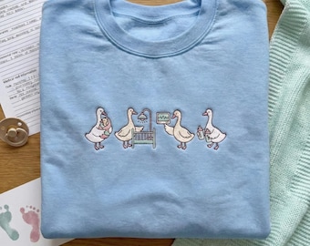 Embroidered Newborn Nursery Sweatshirt, Baby Nurse Goose Crewneck, Postpartum Nurse Gift Shirt, Labor & Delivery RN Tee