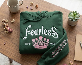 FEARLESS Book Quote Embroidered Sweatshirt, Powerless Series Hoodie, Kai and Paedyn Fantasy Reader Gift