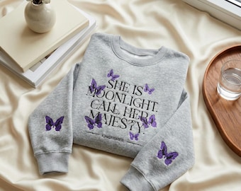 Quicksilver Kingfisher Embroidered Sweatshirt, Callie Butterfly Hart Inspired Shirt, Fantasy Book Lover Hoodie