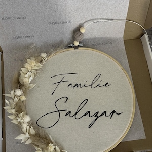 Door wreath | Door decoration | personalized gifts | Embroidery frame | Door sign family sign | Name plate | Wedding | Dried flowers
