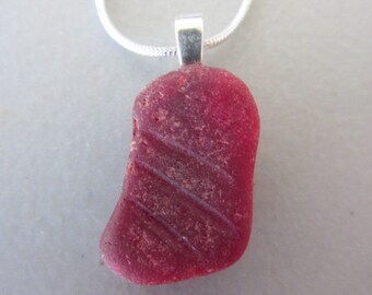 Red Sea Glass Pendant, Handmade Jewelry Beach Glass Jewelry, Red Sea Glass Necklace, Gift for Her