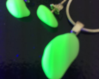 RARE Vaseline Uranium Sea Glass Necklace Earrings -Genuine Ocean Glass Beach Gift -Authentic Sea Glass