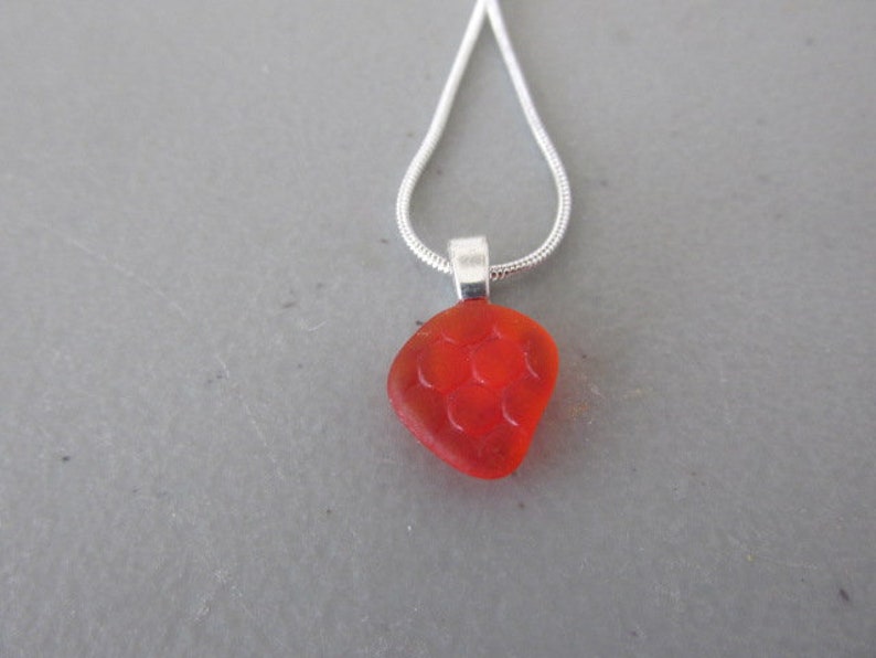Beach Glass Pendant Unique Sea Glass Necklace Orange Jewelry Canadian Jewellery Gift for Her