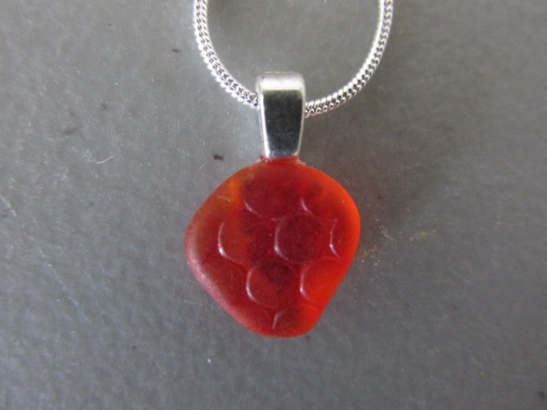 Beach Glass Pendant Unique Sea Glass Necklace Orange Jewelry Canadian Jewellery Gift for Her