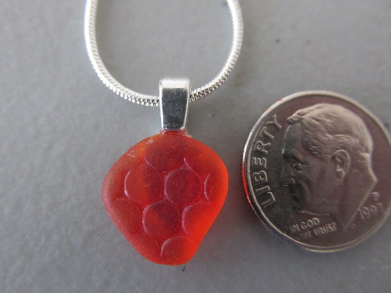 Beach Glass Pendant Unique Sea Glass Necklace Orange Jewelry Canadian Jewellery Gift for Her