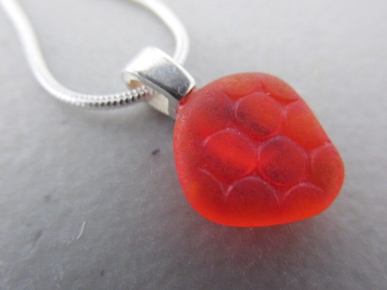 Beach Glass Pendant Unique Sea Glass Necklace Orange Jewelry Canadian Jewellery Gift for Her