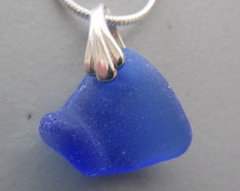 Blue Necklace Sea Glass Pendant, Handmade Jewelry, SS Jewelry, Gift for Her, Seaglass Jewelry, Necklace Jewelry, Seaglass Pendant