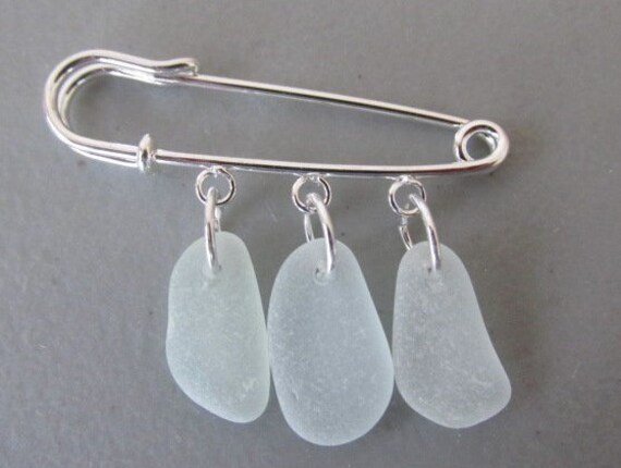 Brooch White Seaglass Jewelry Authentic Beach Sea Glass Pin