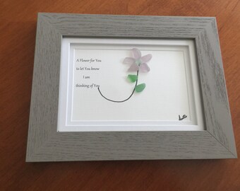 Flower Thinking of You Sea Glass Art Framed Artwork