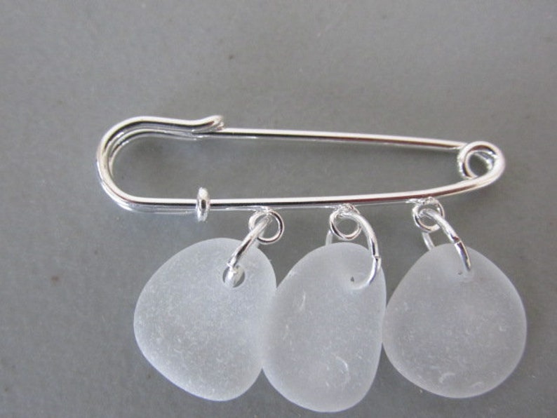 Brooch White Seaglass Jewelry Authentic Beach Sea Glass Pin