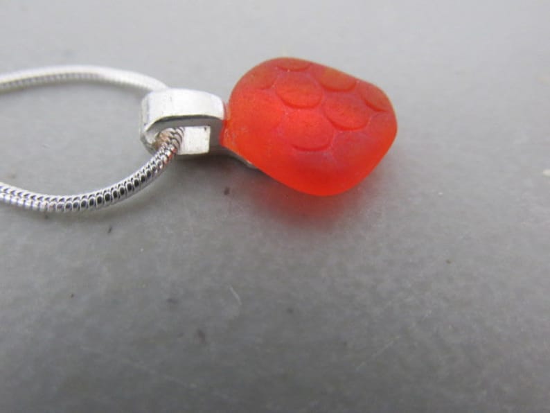 Beach Glass Pendant Unique Sea Glass Necklace Orange Jewelry Canadian Jewellery Gift for Her