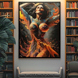 Abstract Fantasy Woman Art - Fiery Phoenix Goddess