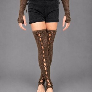 Medieval Lace Up Gloves | Fingerless Costume Arm Warmers for Gothic Witch Cosplay, Ren Faire, LARP Archer, Steampunk, Vampire, Festival Wear image 3