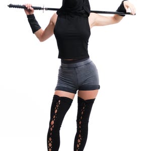 Assassin Vest Top Hooded with Removable Mask, Burning Man Outfit Women, Apocalyptic Festival Clothing, Rogue Cosplay, Wasteland Hood Top image 7