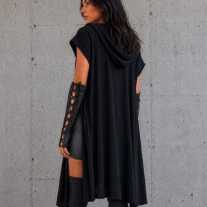 Gothic Schnür Handschuhe | Fingerlose Armstulpen für Mittelalter Hexen Cosplay, Ren Faire, LARP Bogenschützin, Steampunk, Vampir, Festival Kleidung Bild 3