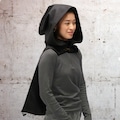 Short Hooded Elf Capelet – Black Wool Blend Cloak with Brass Clasp – Medieval, Fantasy & Renaissance Faire Costume Accessory