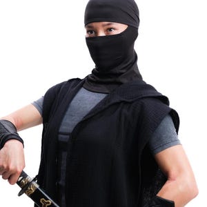 Schwarze Assassin Ninja Dust Maske Snood Tube Gaitor Techwear Festival Kostüm Cosplay Larp Reenactment Bild 6