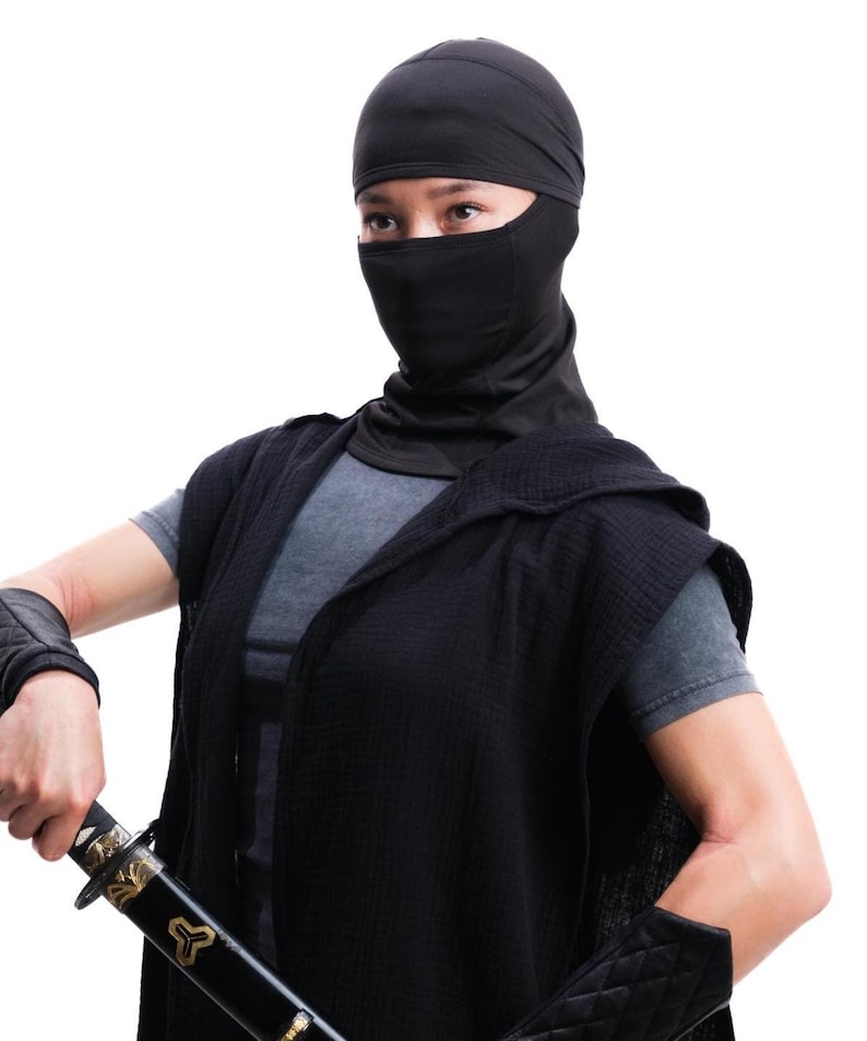 Schwarze Assassin Ninja Dust Maske Snood Tube Gaitor Techwear Festival Kostüm Cosplay Larp Reenactment Bild 6