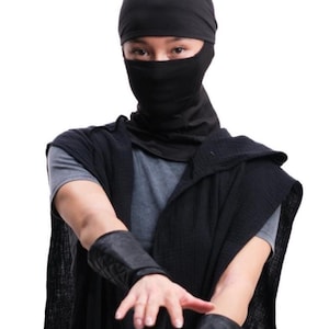 Schwarze Assassin Ninja Dust Maske Snood Tube Gaitor Techwear Festival Kostüm Cosplay Larp Reenactment Full face mask black