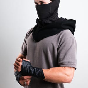 Schwarze Assassin Ninja Dust Maske Snood Tube Gaitor Techwear Festival Kostüm Cosplay Larp Reenactment Bild 8