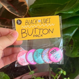 Black Lives Matter Button Pack - Set of 5 Buttons - Small Business Made and Produced