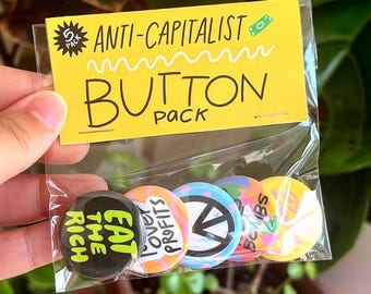 Anti-Catialist Button Paket - Set von 5 Buttons - Hergestellt und produziert in kleinen Unternehmen