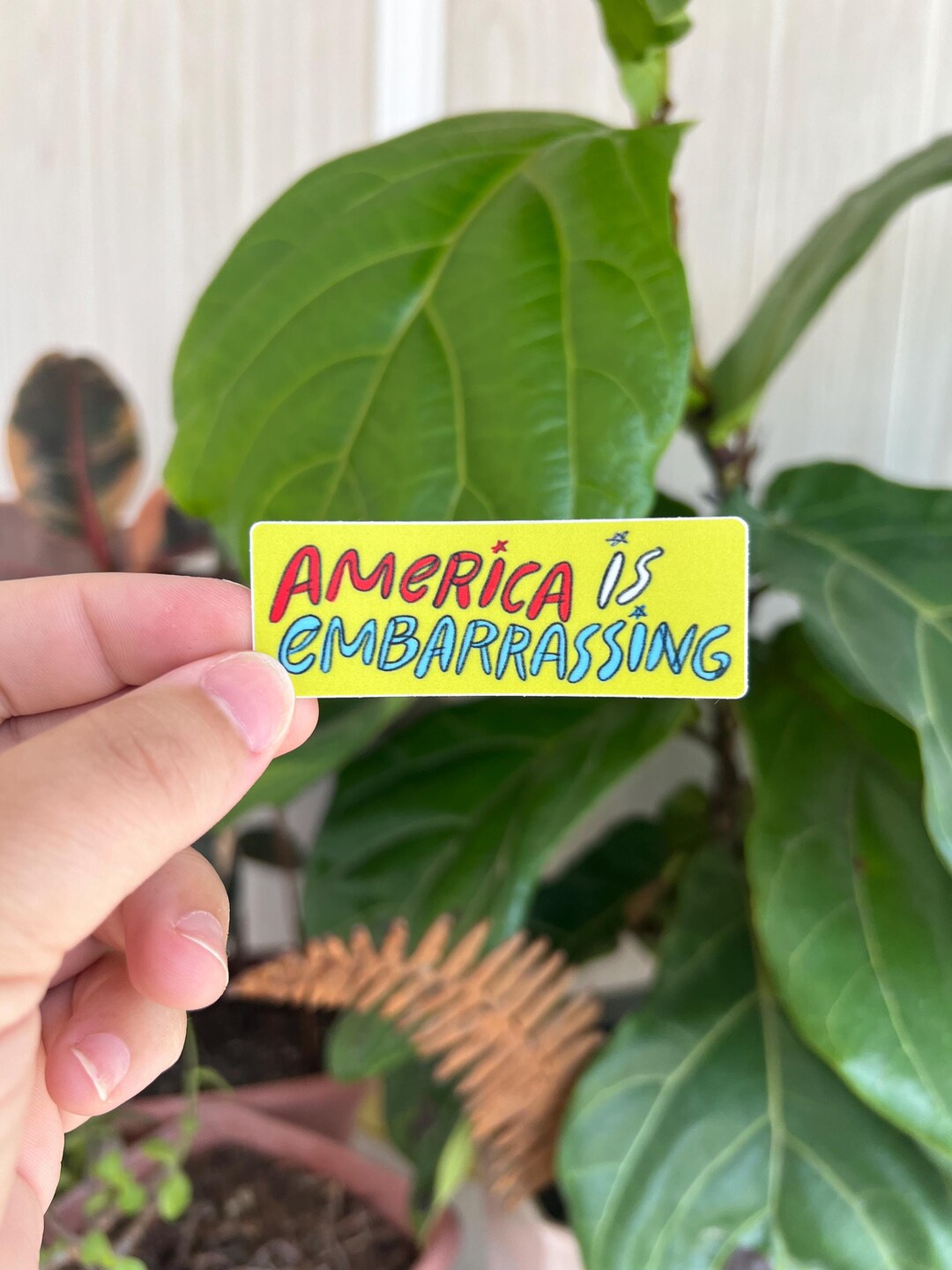 America is Embarrassing - Small Business Made - Funny Political Sticker ...