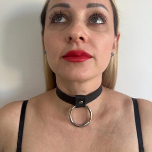 O-ring Choker, Leather Collar, Handcrafted Genuine Leather Collar, Leather Necklace, Personalised leather choker collar, Women Leather Colar