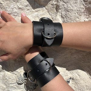 Leather Handcuff Bracelets: Handmade Gothic Punk Wrist Cuffs