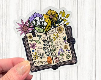 Floral Herbalist Book Sticker: Witchy Grimoire Decal