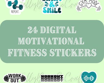 24 Motivational Fitness Stickers: Gym & Workout Planner (Digital Download)