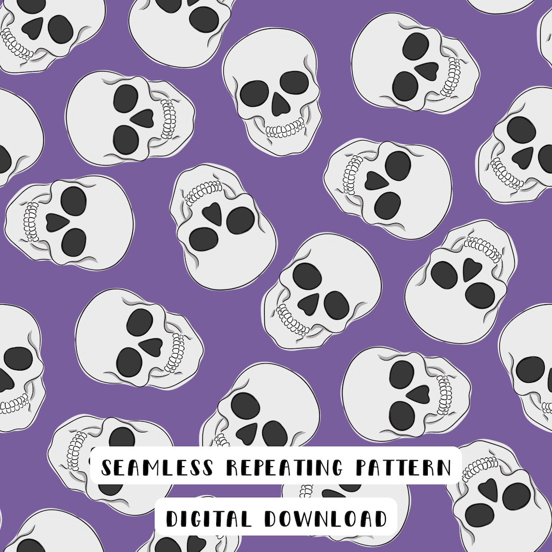 Skull Seamless Pattern | Gothic Halloween Digital Paper (PNG, JPG) - Etsy
