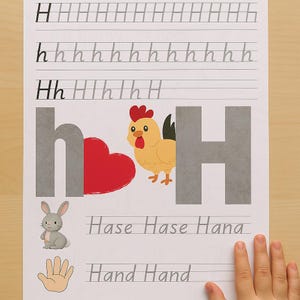 ¡Aprende la letra H de forma divertida! Linda página de práctica para escribir y descubrir: perfecta para que los pequeños se inicien en el abecedario.