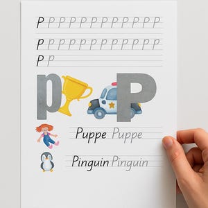 ¡Aprende la letra P de forma divertida! Linda página de práctica para escribir y descubrir: perfecta para que los pequeños se inicien en el abecedario.