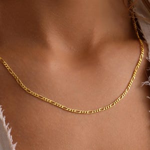 Figaro Chain Necklace, Birthday Necklace Gift for Mom, Figaro Link Chain Necklace, Wedding Necklace for Women, Figaro Chain Layered Jewelry