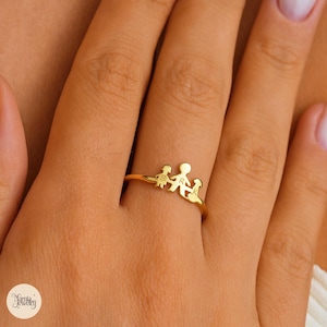Pet Engraved Family Ring, Cat Print Ring, Custom Initial Ring, Personalized Letter Ring, Kids Initial Ring Gift, Letter Jewelry for Mother
