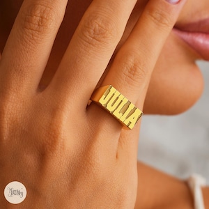 Block Name Ring, Block Name Jewelry, Personalized Name Ring, Customized Name Ring, Gothic Name Ring, Script Name Ring, Old English Name Ring