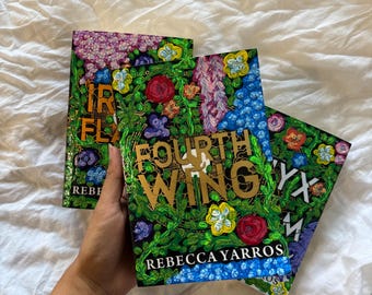 Hand-Painted Fourth Wing Book Set, Glossy Floral Covers, Romantasy BookTok