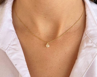 14k Gold Filled Pearl Necklace Earrings Set – Irregular Cultured Pearls, Minimalist Jewelry